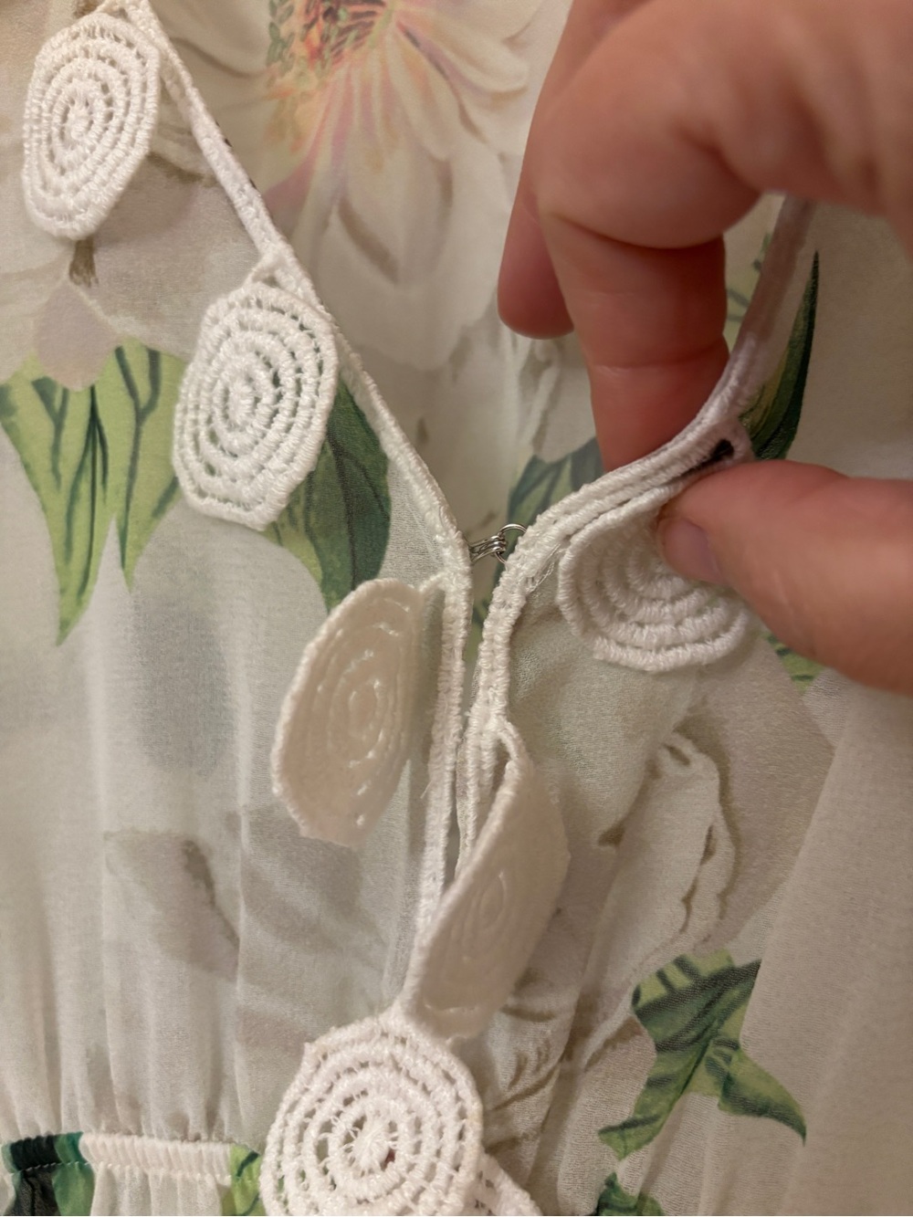 Farm Rio Floral Dress Size Small Dahlia Kimono Sleeve Boho Maxi Sheer Crochet - Picture 7 of 16